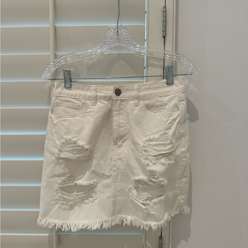 White jean skirt